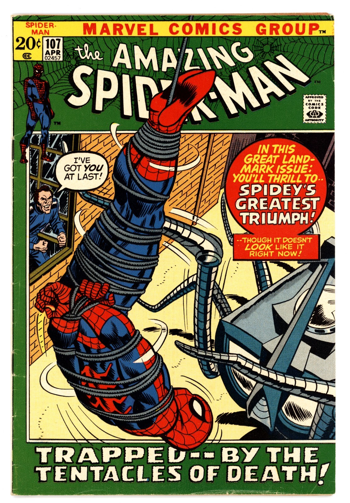 Amazing Spider-Man #107 Fine 6.0 1972 Vs Spider Slayer John Romita Sr. Cover