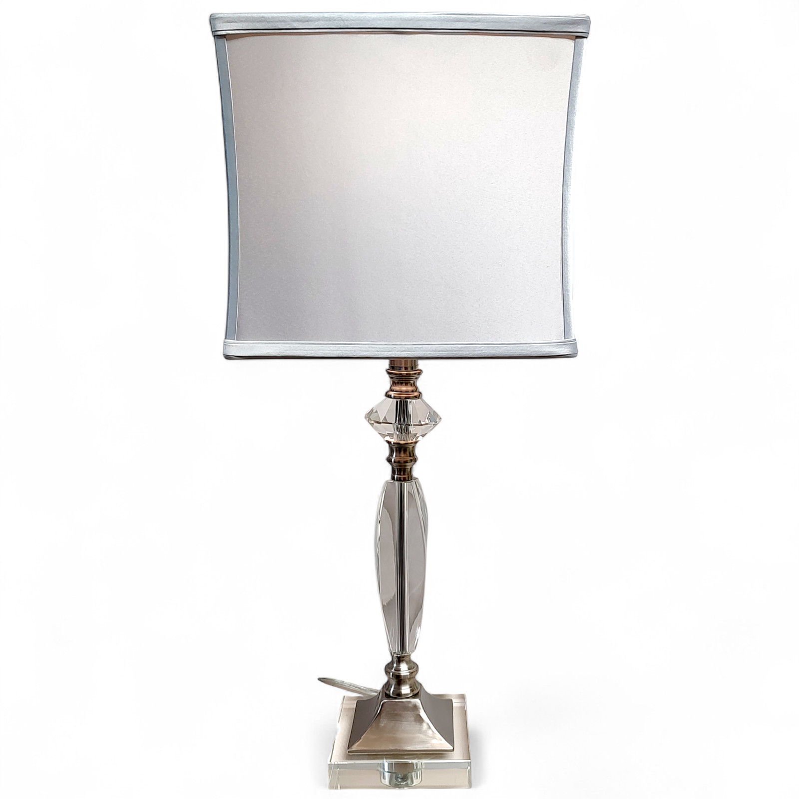 VTG Brushed Stainless/ Acrylic Faceted Table Lamp 25″x 10″ Shade Not Included