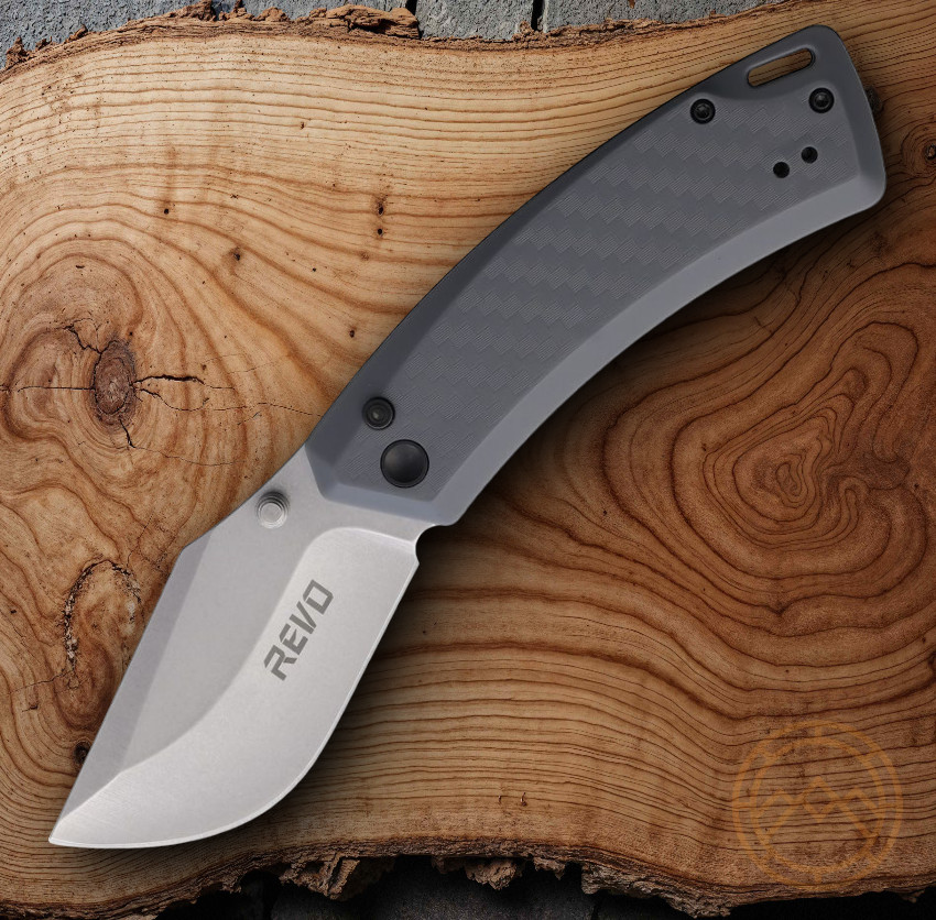 Revo Canyon Folding Knife 3″ Stonewash 4Cr13MoV Steel Blade Gray FRN Handle