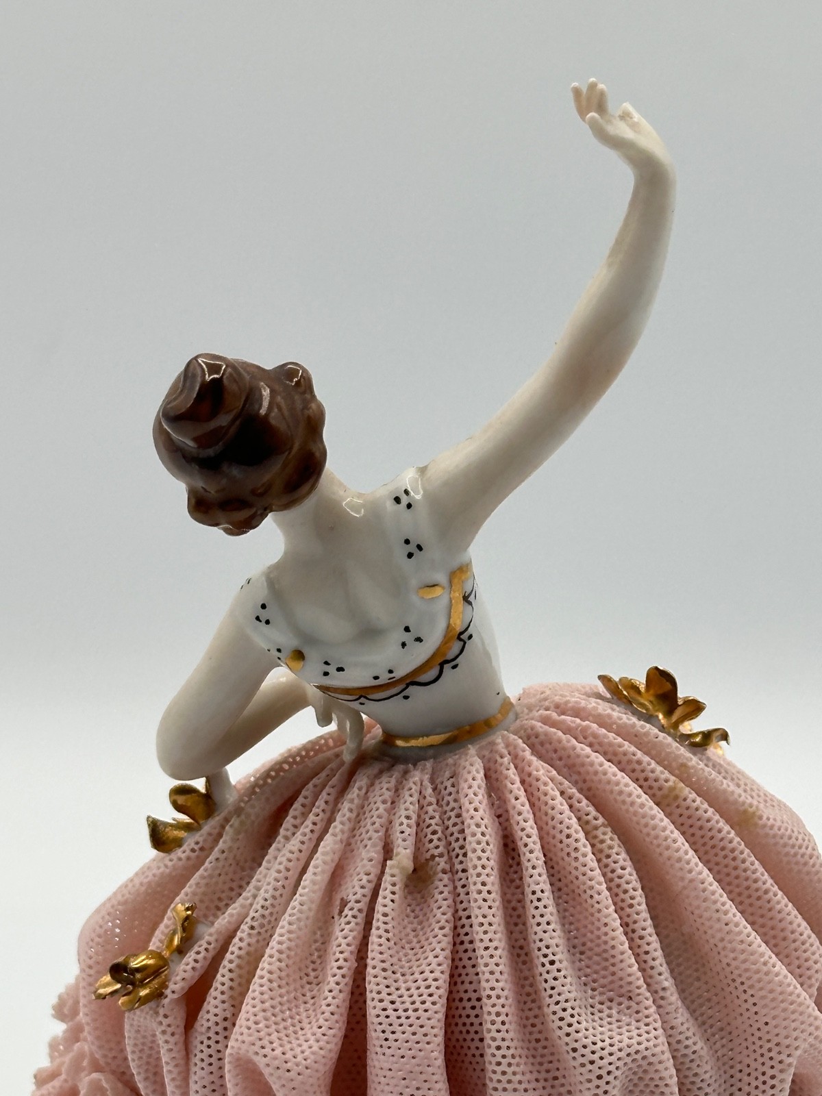Muller Volkstedt Germany Dresden Lace Porcelain Ballerina Figurine 6”
