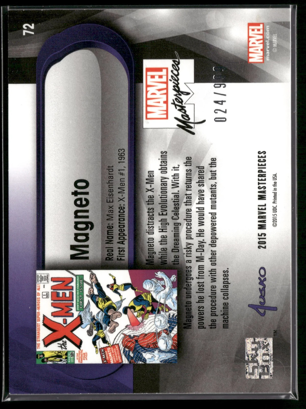 2015 Marvel Masterpieces Magneto #72 Upper Deck Serial Numbered NM