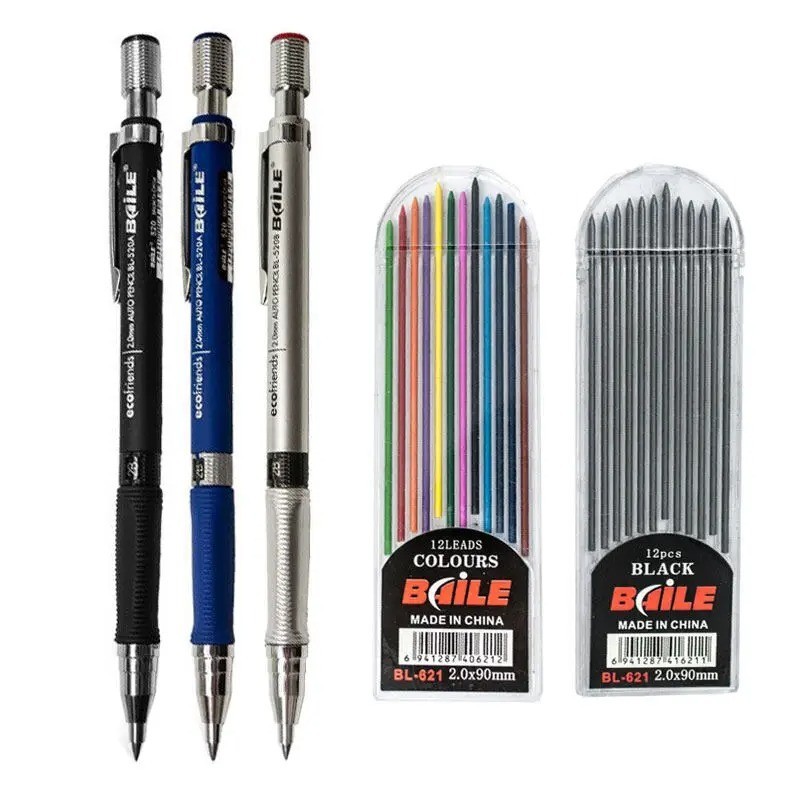 3PCS Mechanical Pencil Set, 3 PCS Carpenter Drafting Pencil 2.0 Mm Blue pencils