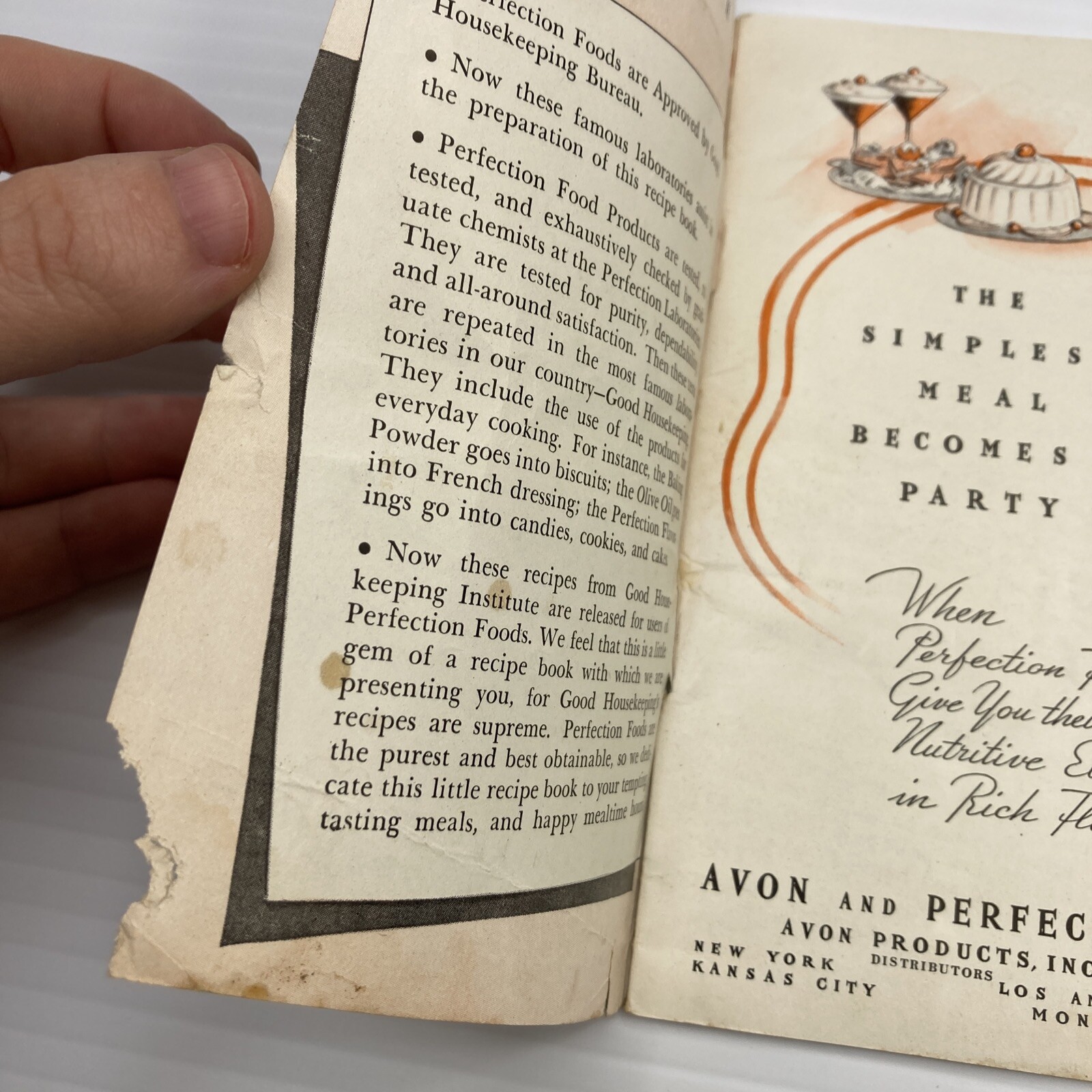 Avon Products Advertising Perfection Food Perfection Recipe Book Vintage Booklet