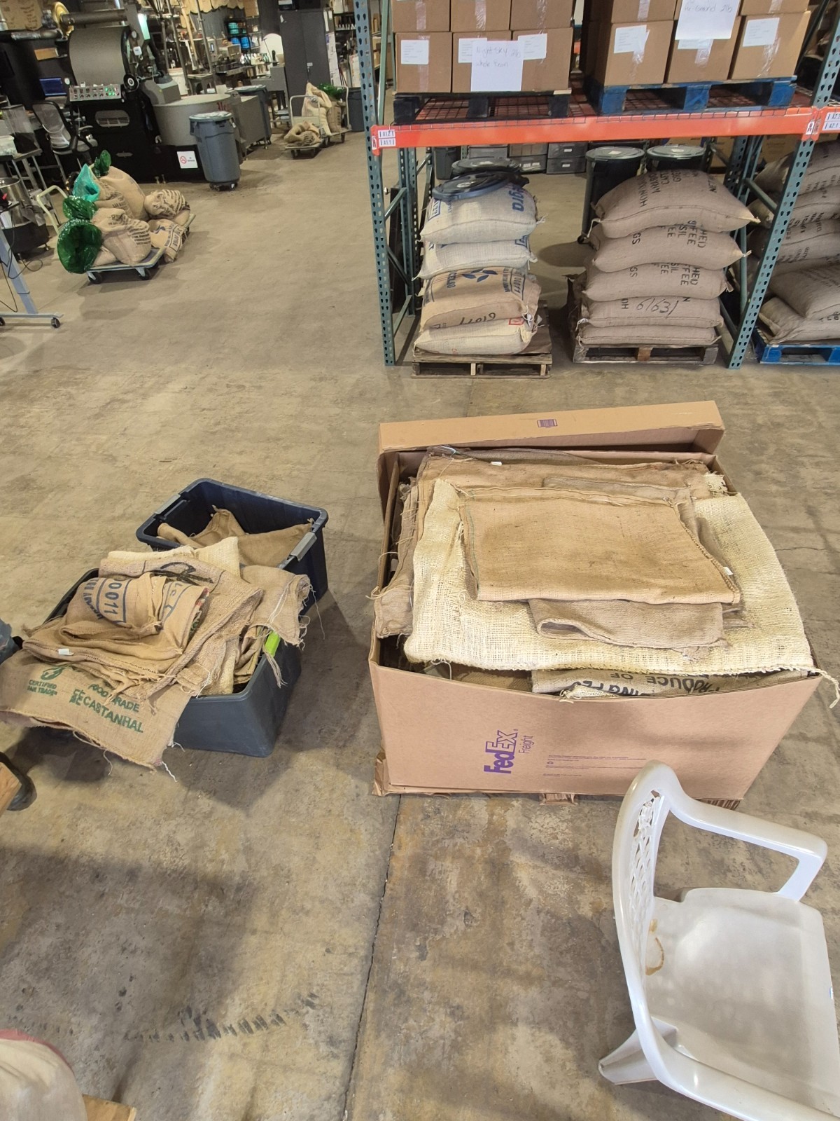 Authentic Burlap Coffee Sacks – assorted burlap bags from a coffee company
