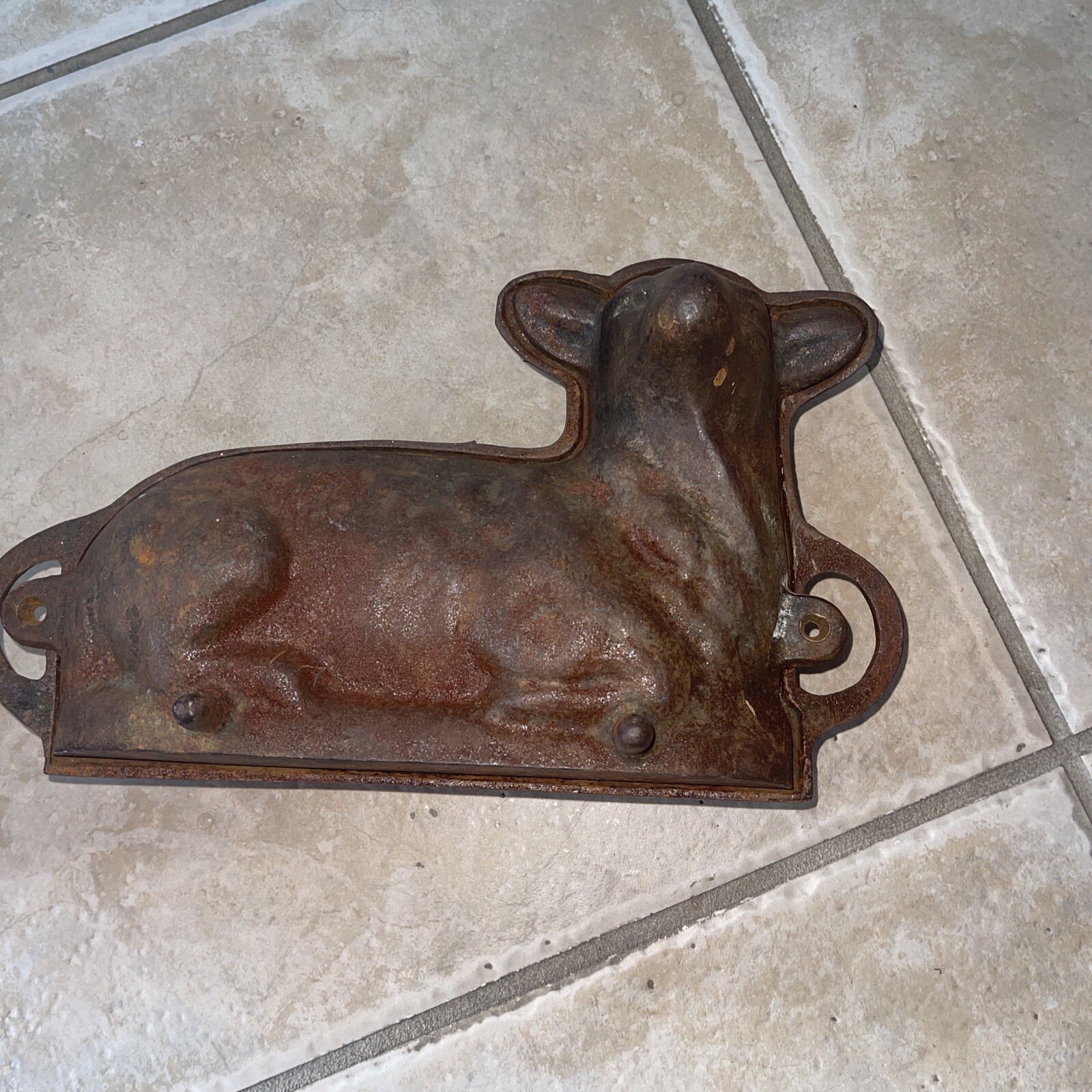 Cast Iron Lamb Sheep Cake Candy Chocolate Mold Baking 2 Pieces Vintage Antique