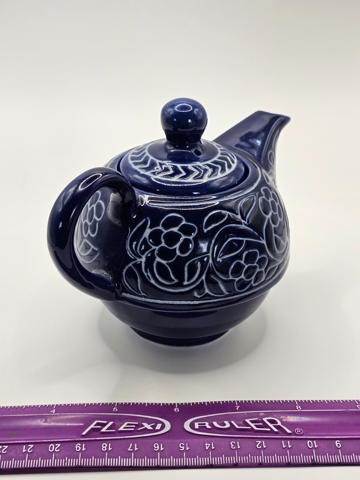 Vintage Jaipur Blue Pottery Teapot Flowers Desert Sands – Indian Ceramic Art