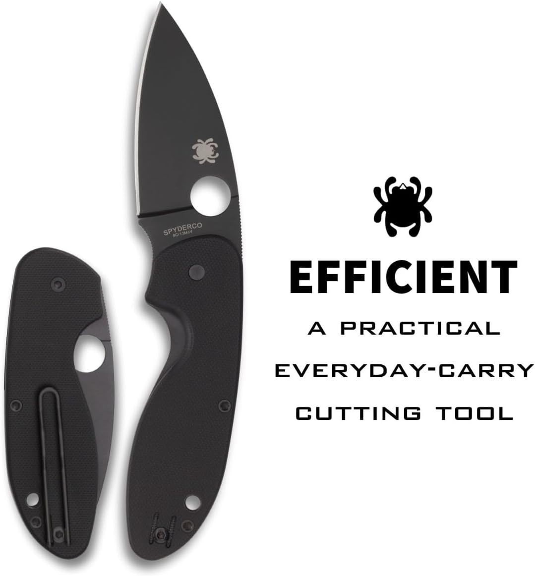Spyderco Efficient Value Knife with 2.98″ Drop-Point Black Blade and Durable Bla