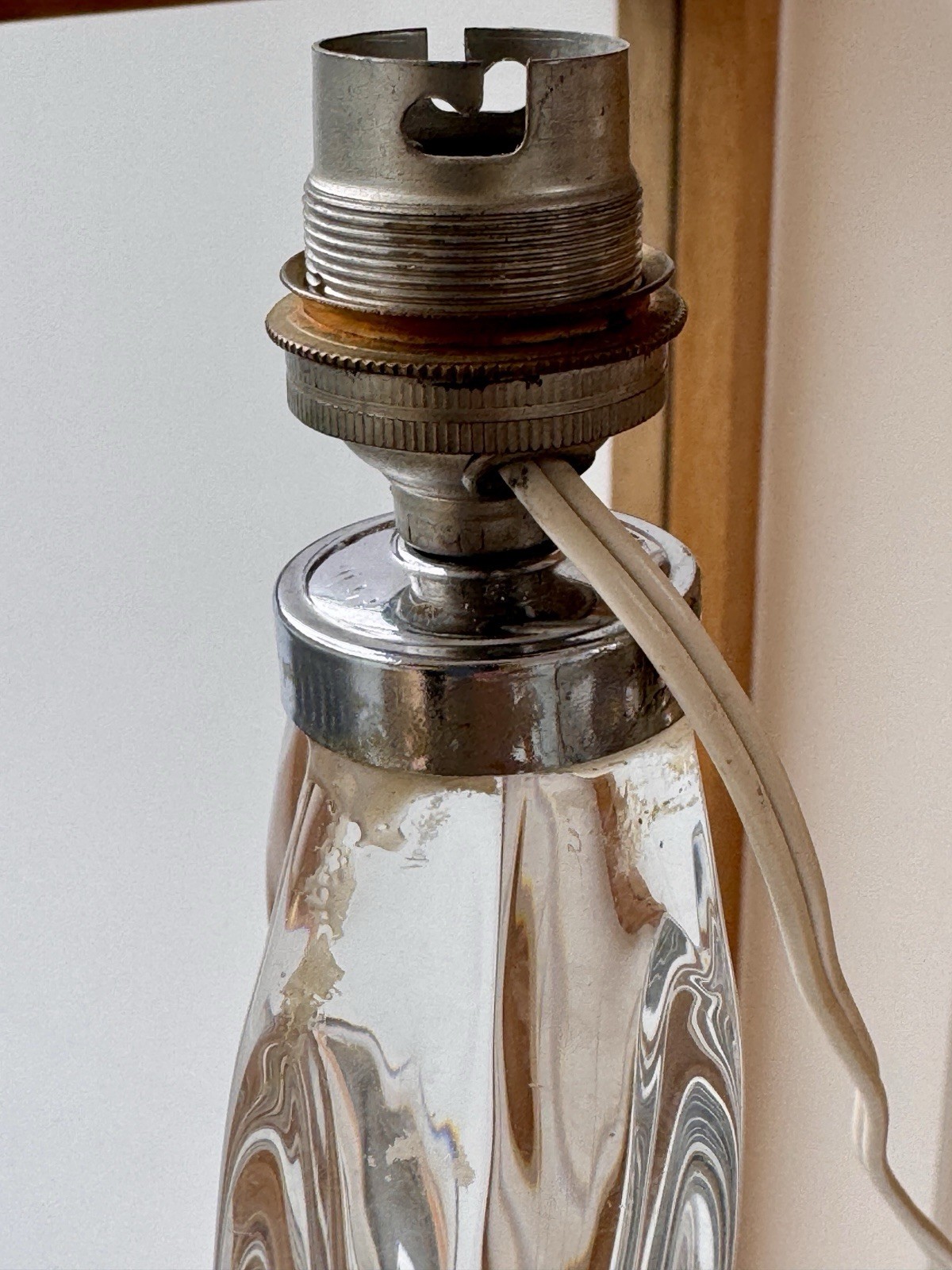 Mid-Century Modern Twisted Crystal Table Lamp 1960’s (shade not Included)