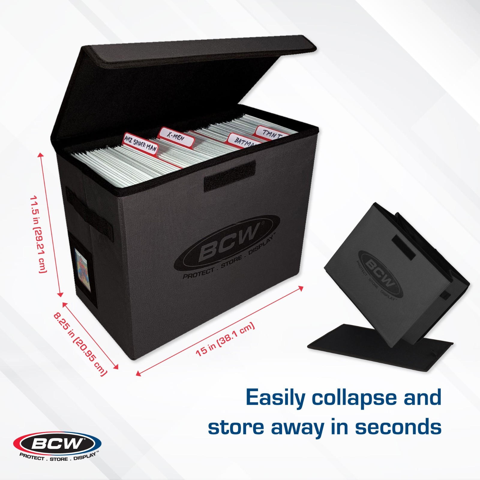 (12) BCW Foldaway Comic Book Storage Box Light-Weight Collapsible Modern/Silver