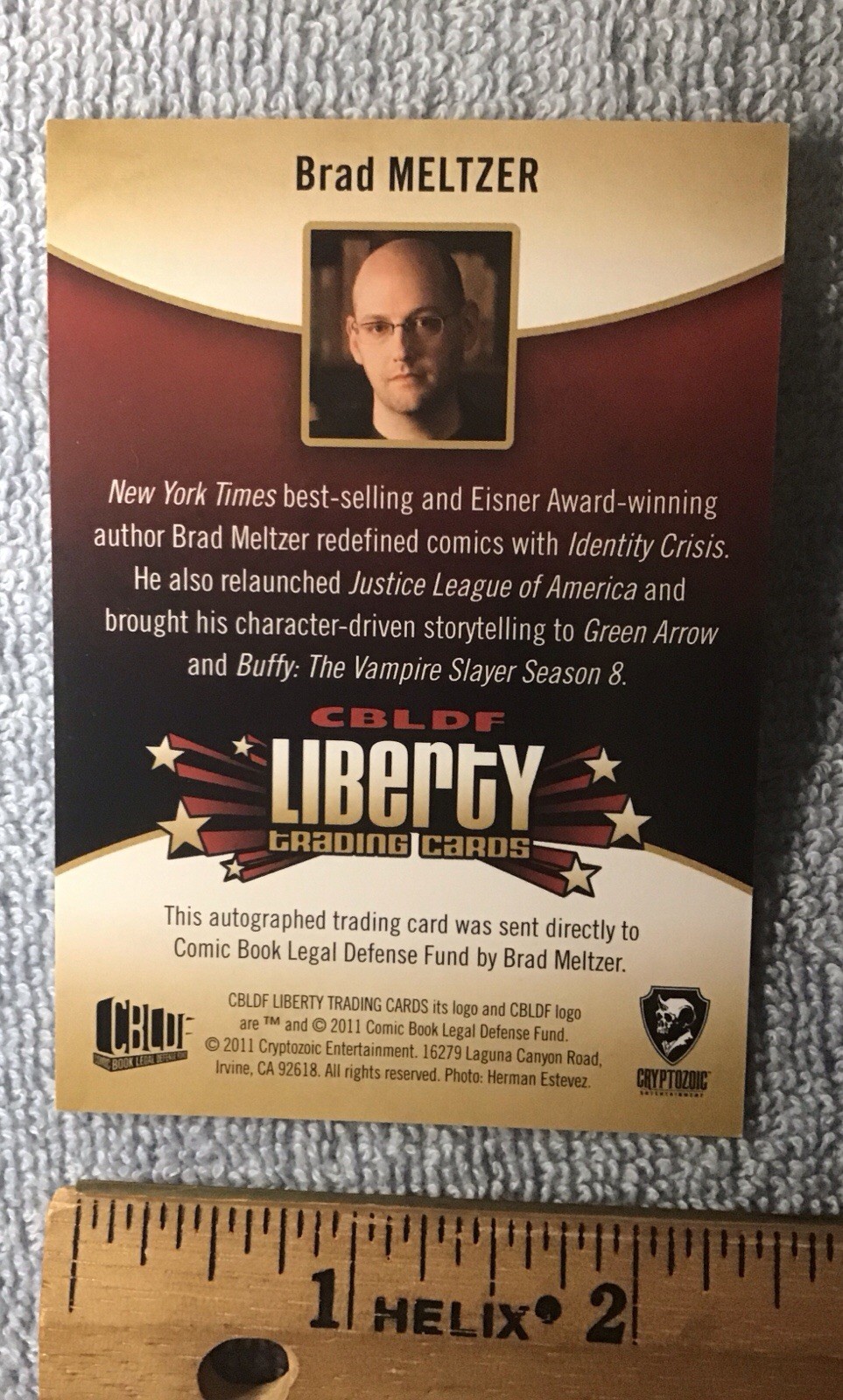 Brad Meltzer Signed Autograph Card CBLDF LIBERTY Set Buffy The Vampire Slayer