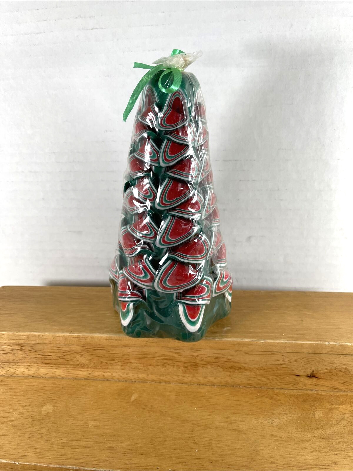 NEW SEALED VTG 70’s KOREA Christmas Tree Carved Ribbon Style Candle 6.5”Tall