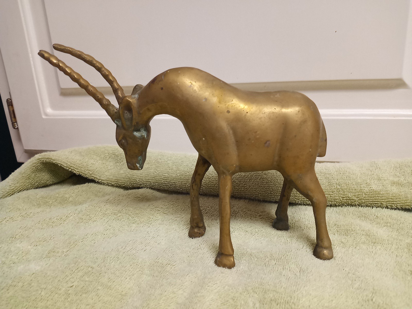 Vintage Brass Gazelle Antelope Figurine Mid Century Safari Animal Sculpture