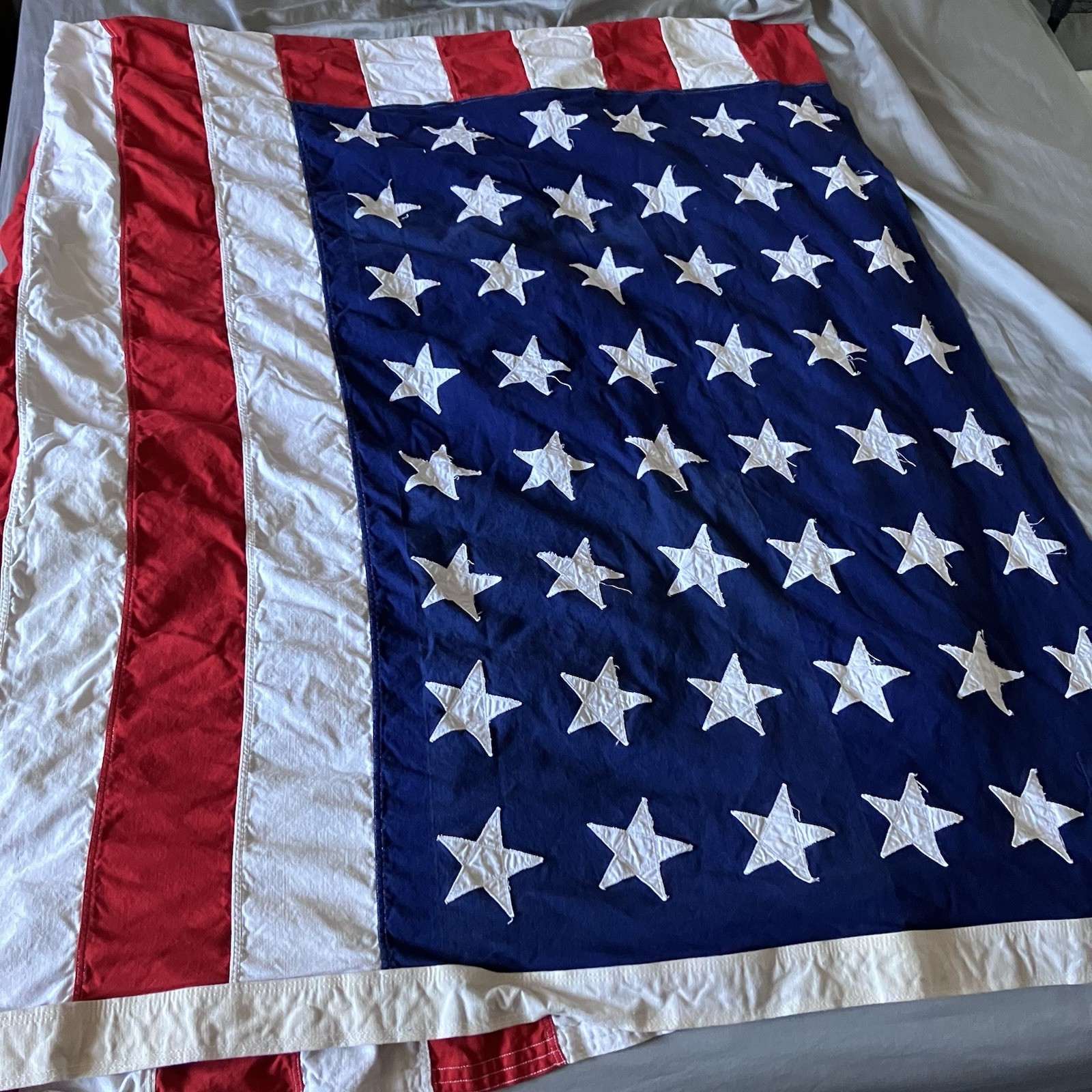 Vtg. 48 Star American Flag Valley Forge Flag Co. USA 5 x 9 1/2 Ft. Stitched NICE