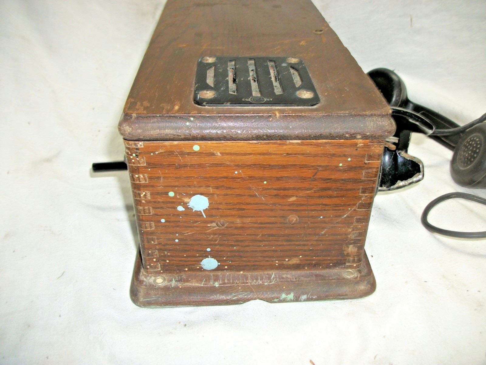 Railroad wood wall phone with handset