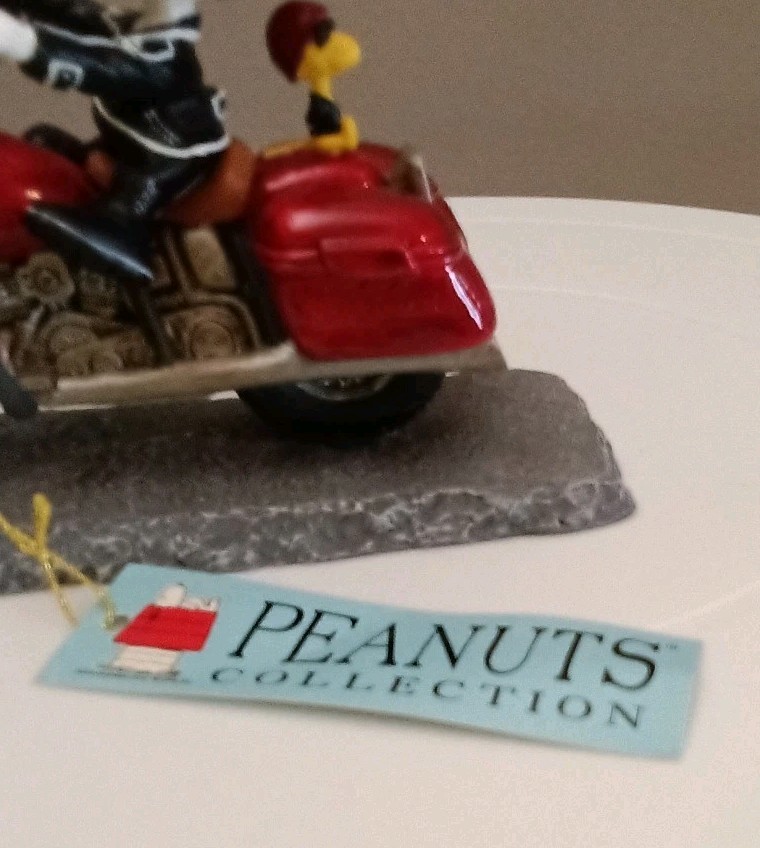 Westland Giftware JOE COOL ON MOTORCYCLE with Tag Peanuts Snoopy Woodstock
