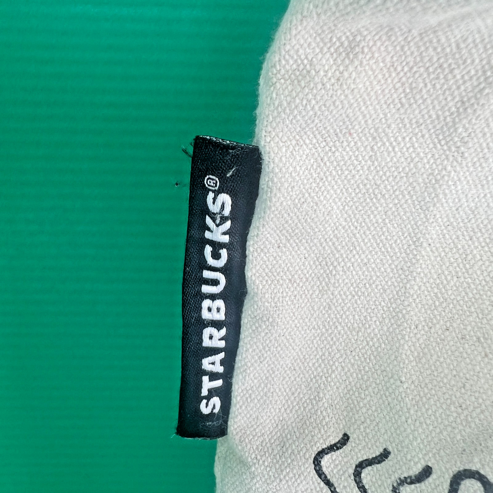 Starbucks Canvas Tote Bag Coffee Cup Siren Print Green Rubber Lined EUC