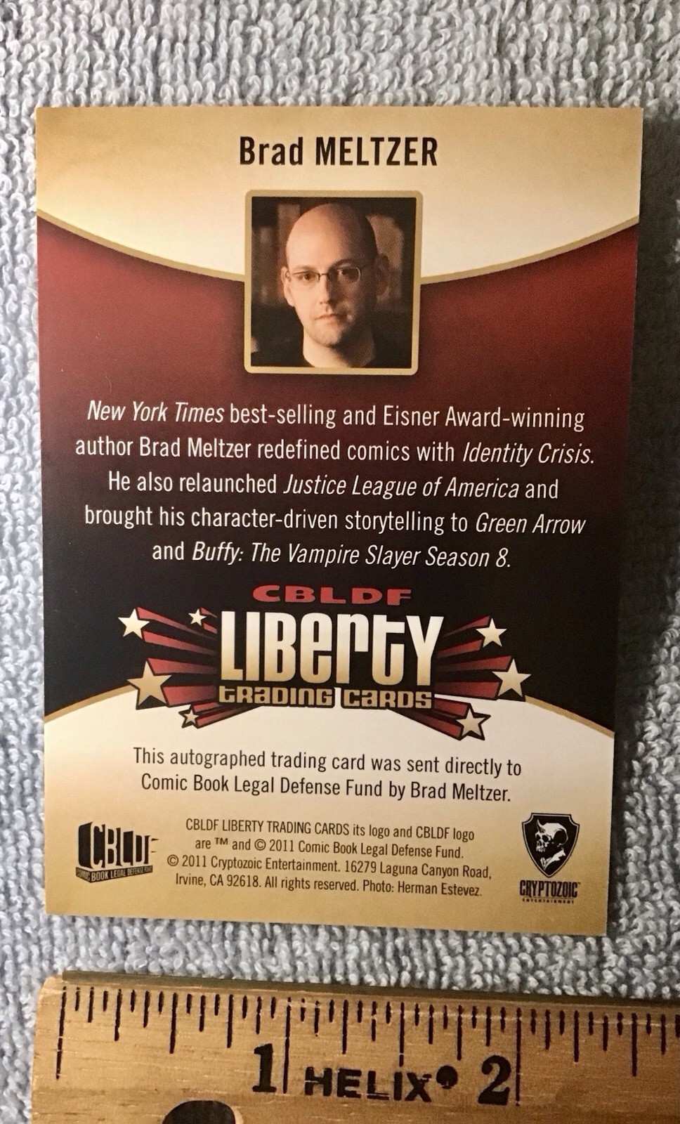 Brad Meltzer Signed Autograph Card CBLDF LIBERTY Set Buffy The Vampire Slayer