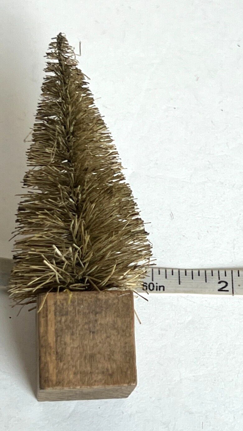 Creative Co-Op Set 12 Bottle Brush Trees Wood Base Green Brown Mauve 3 1/4″ (9)