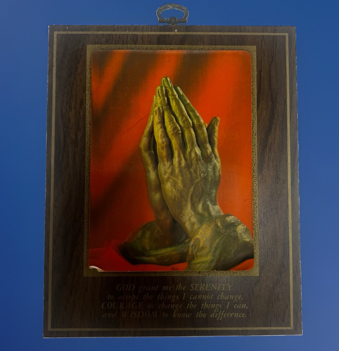 Albrecht Dürer Praying Hands 3D Serenity Prayer Wooden Plaque Religious Hologram