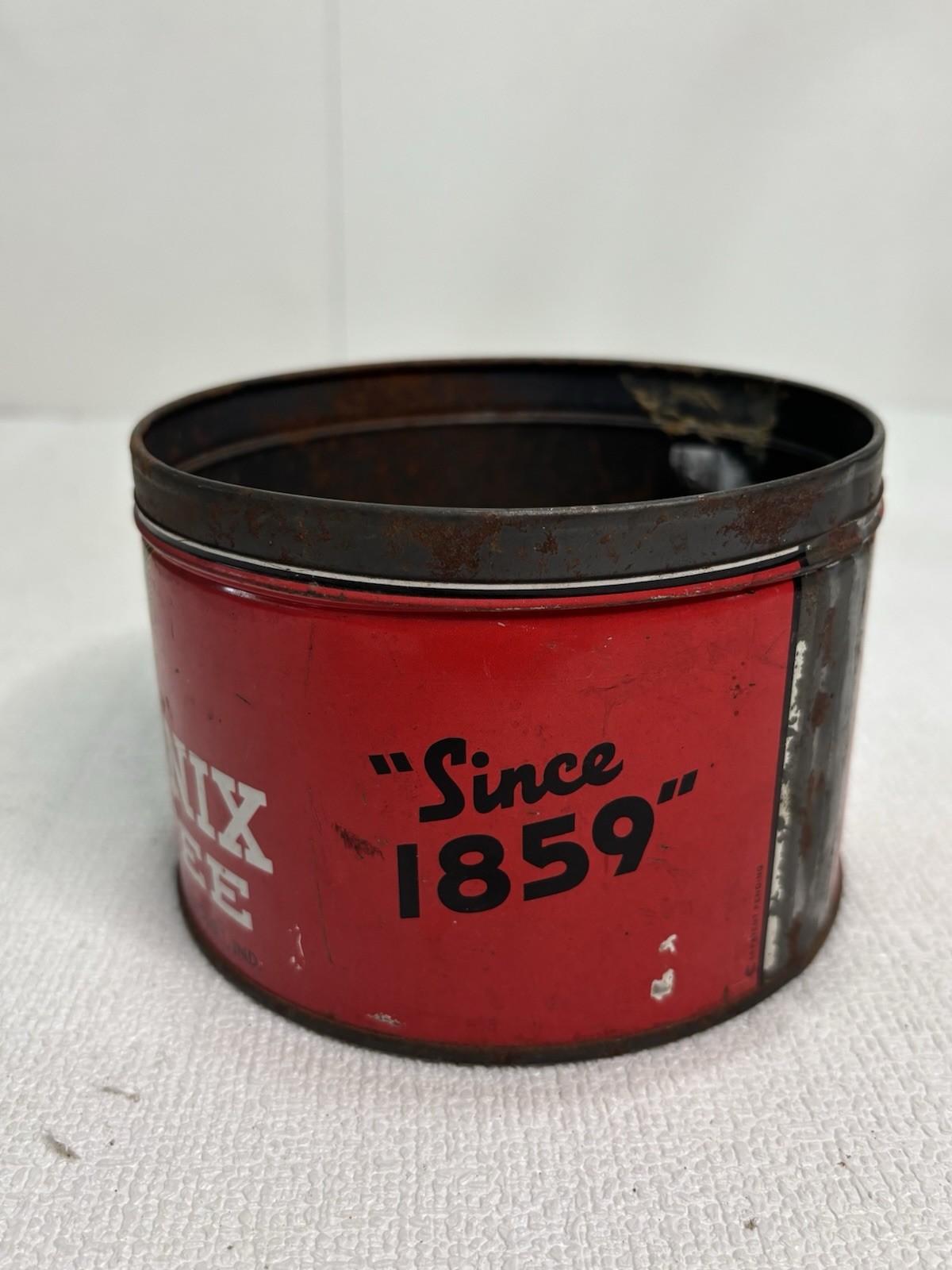 Phoenix Coffee Red/Black Tin Can Since 1859 1 lb Net Wt Indianapolis