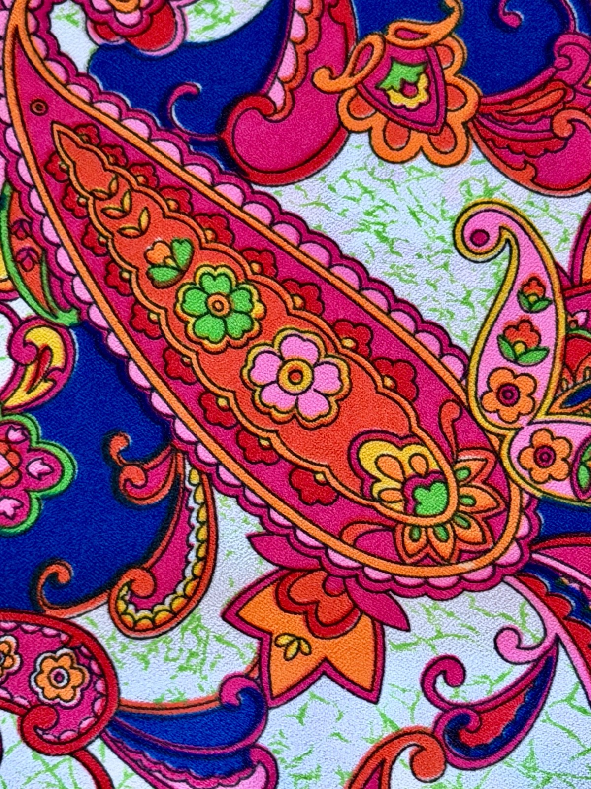 60’s Pucci Inspired Psychedelic PAISLEY Mid Century Barkcloth Era Vintage Fabric
