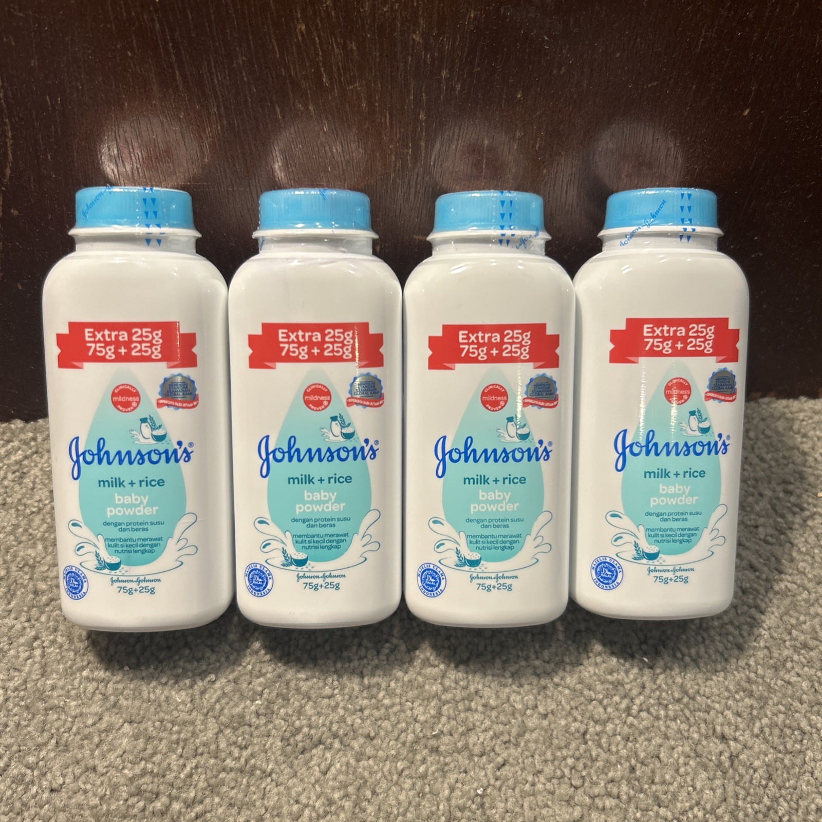 X4 Johnson’s Baby Powder MILK + RICE Silky Soft Skin W/ Talc, 3.5oz (100g)