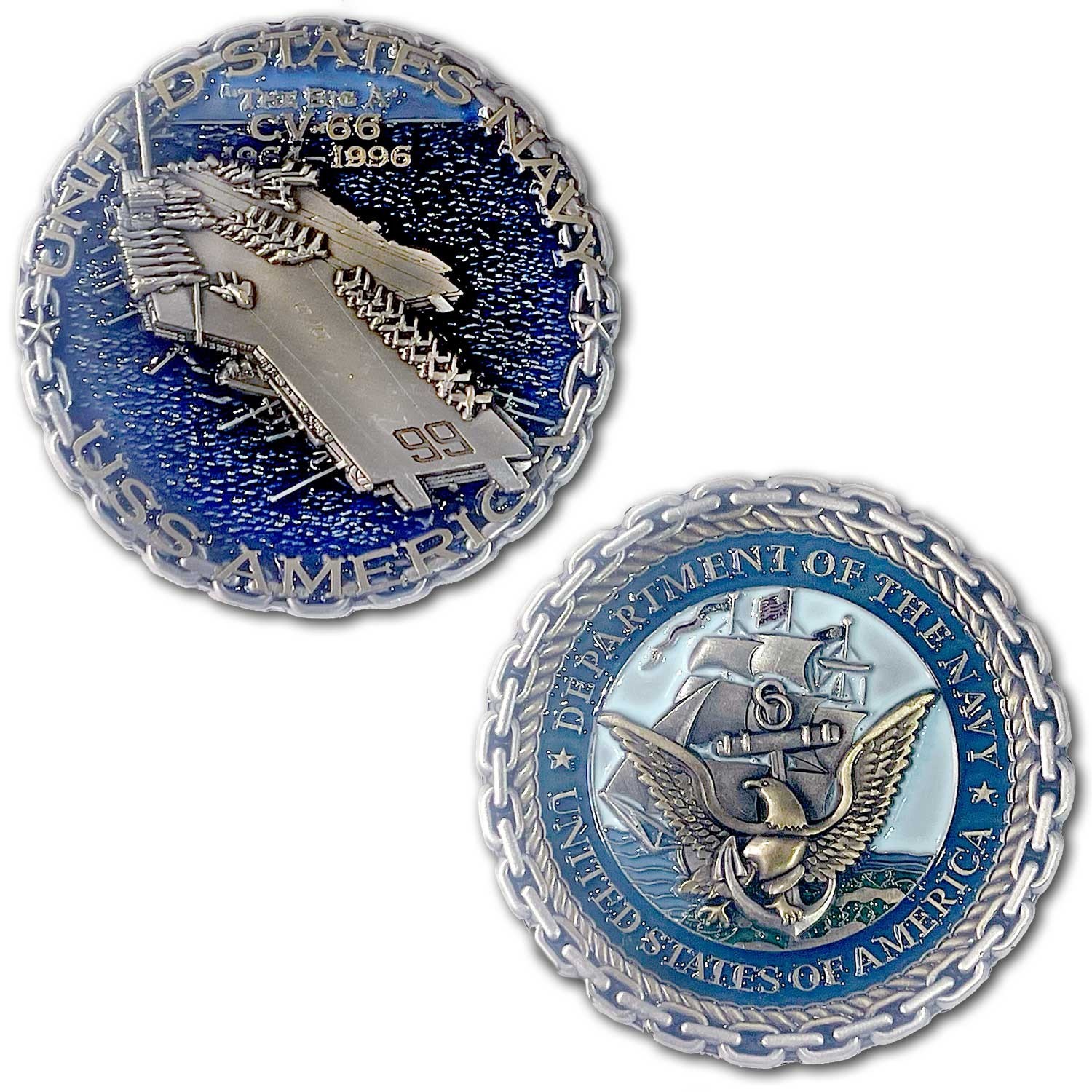 USS America CVN-66 US Navy Aircraft Carrier Collectible Challenge Coin