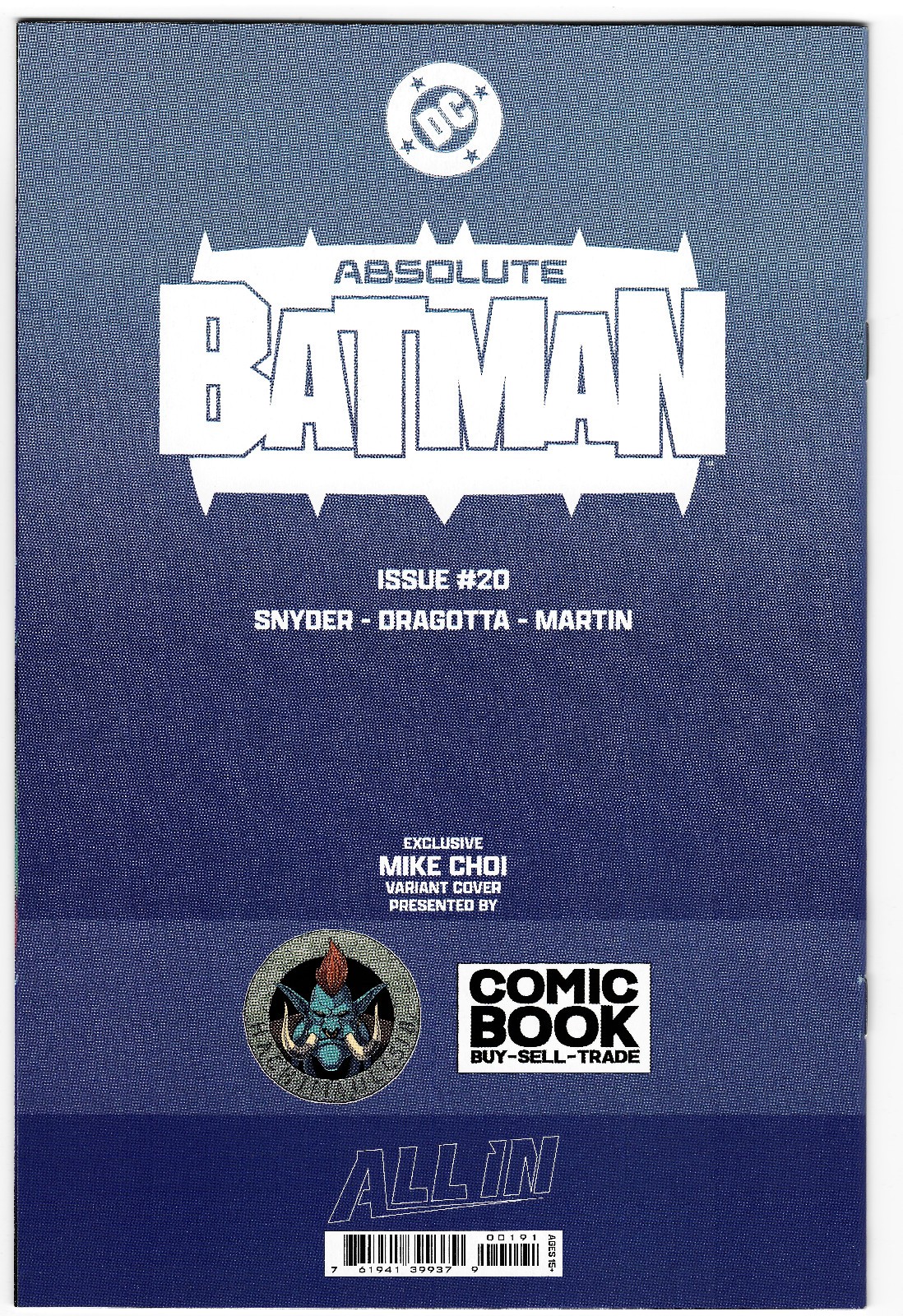 Absolute Batman #20 Mike Choi Virgin Variant NM -Limited to 750 w/ COA