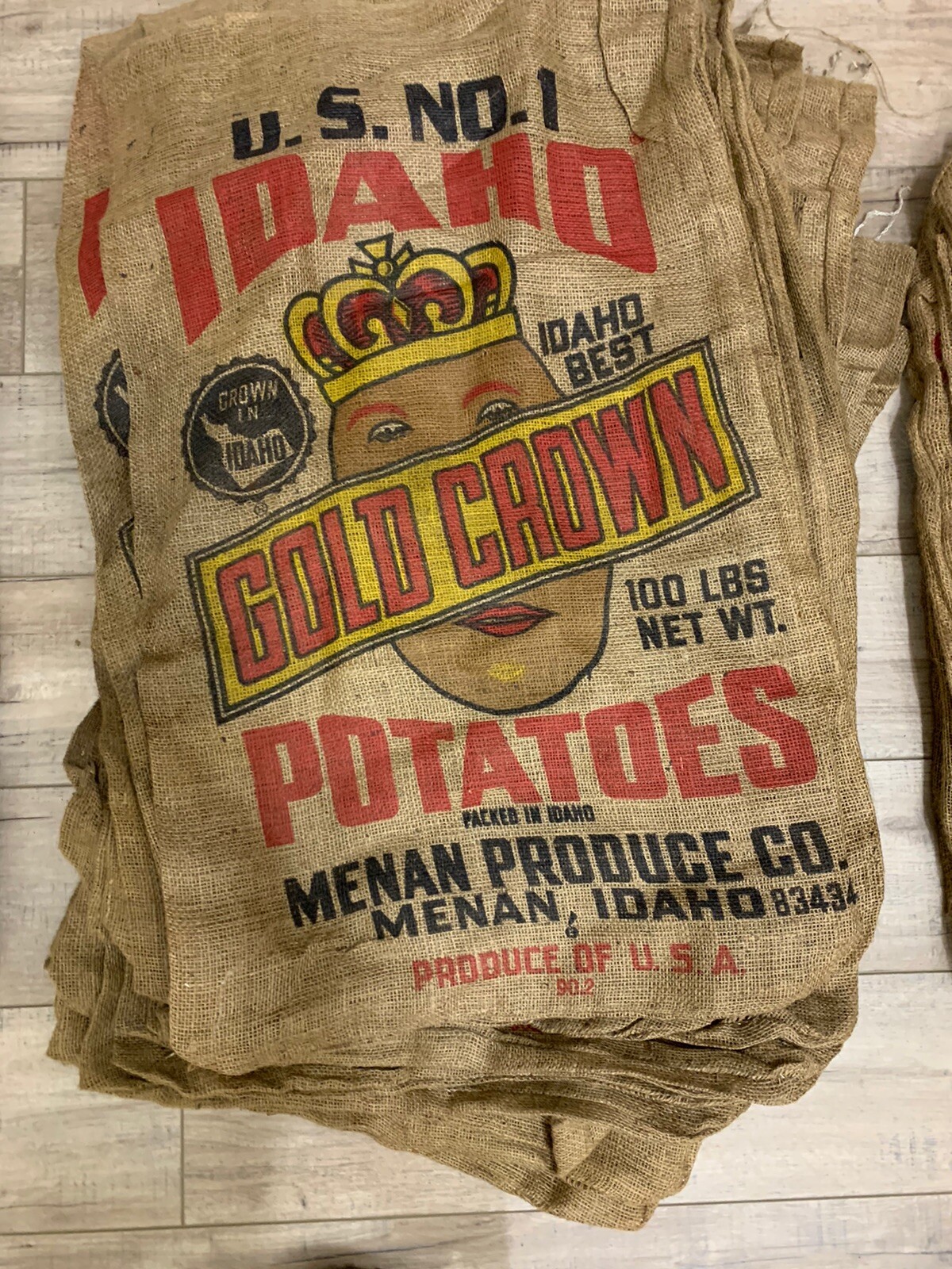 Lot Of 5 Vintage Potato Sacks Burlap