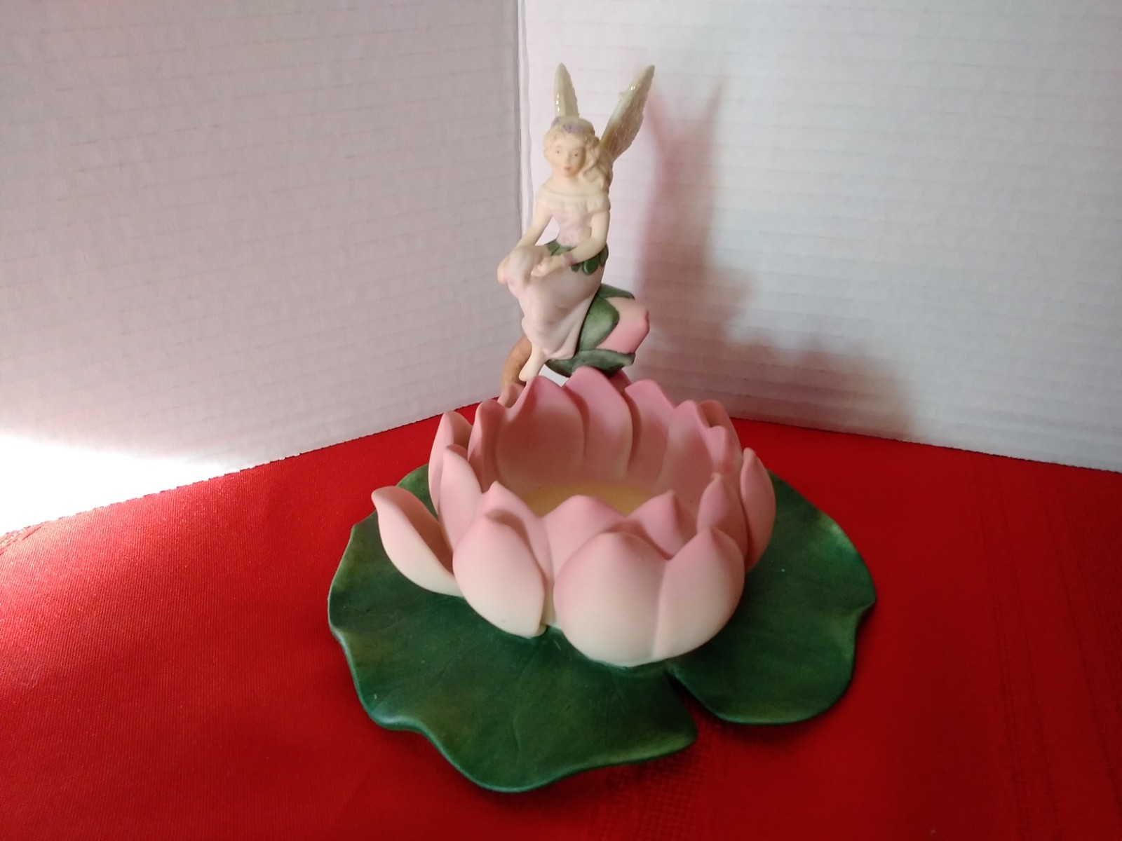 Partylite Fairy Light Tea Light Holder Fairy Garden Lily Pads Tulips Retired HTF