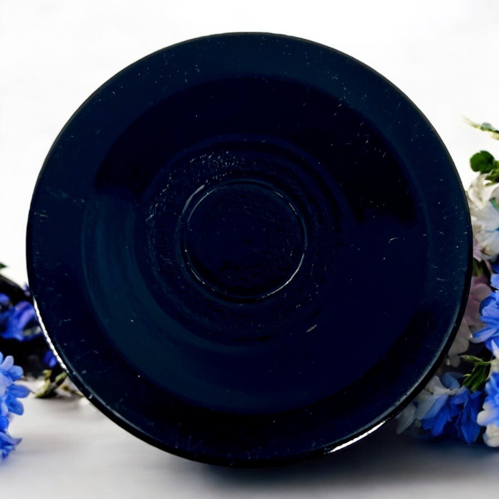 Black/Amethyst Glass Vase Hand Blown 7.25 Inches
