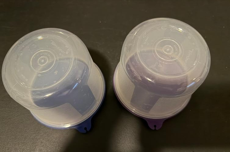 Tupperware Modular Storage Set of 2 Containers #1493 Blue Purple 20 oz Canisters