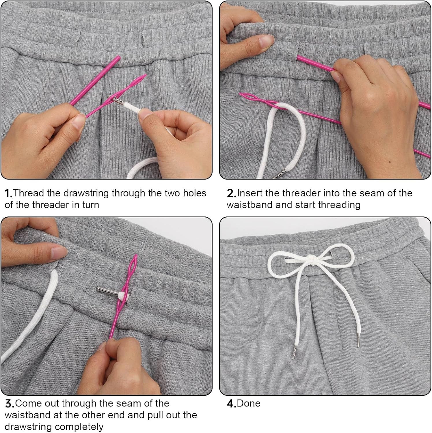 10 PCS 57 Inches XL Drawstring Cords, Drawstring with 3 Pcs Easy Threaders for