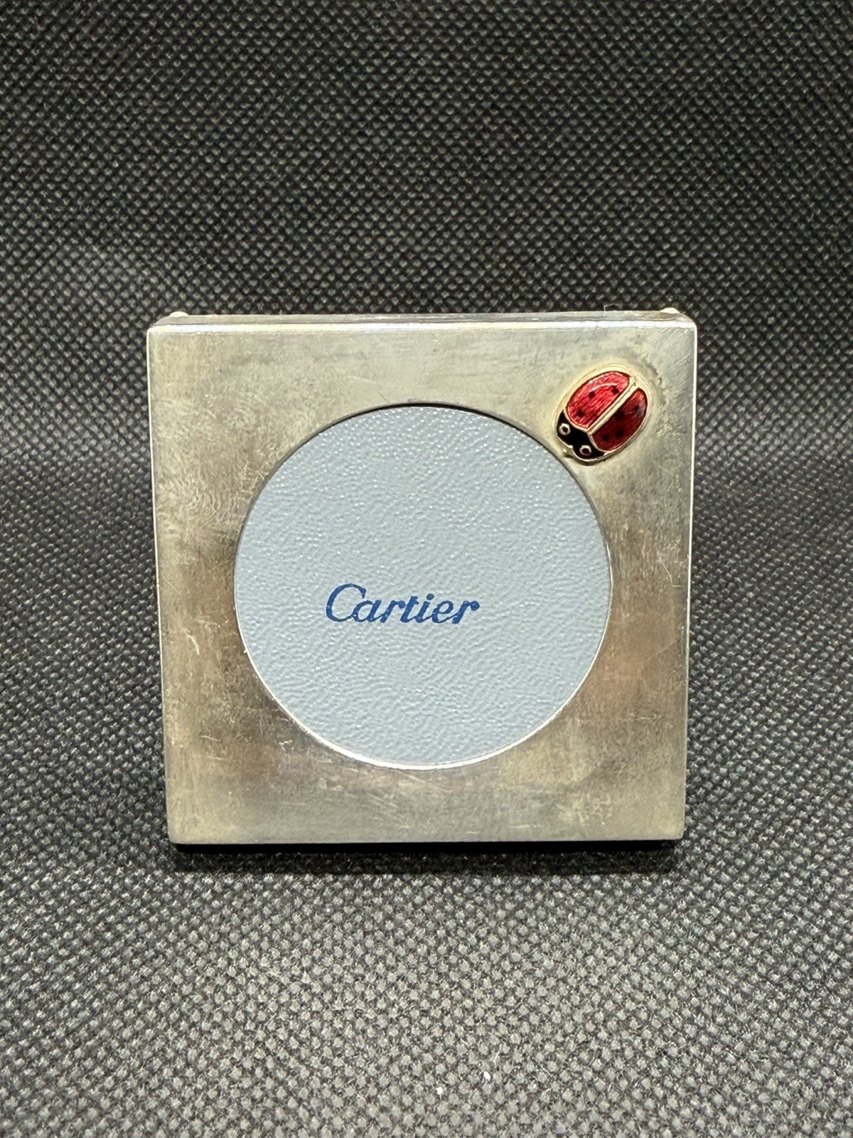 Authentic Cartier Ladybug Silver Tone Desk Picture Frame Photo France Vintage