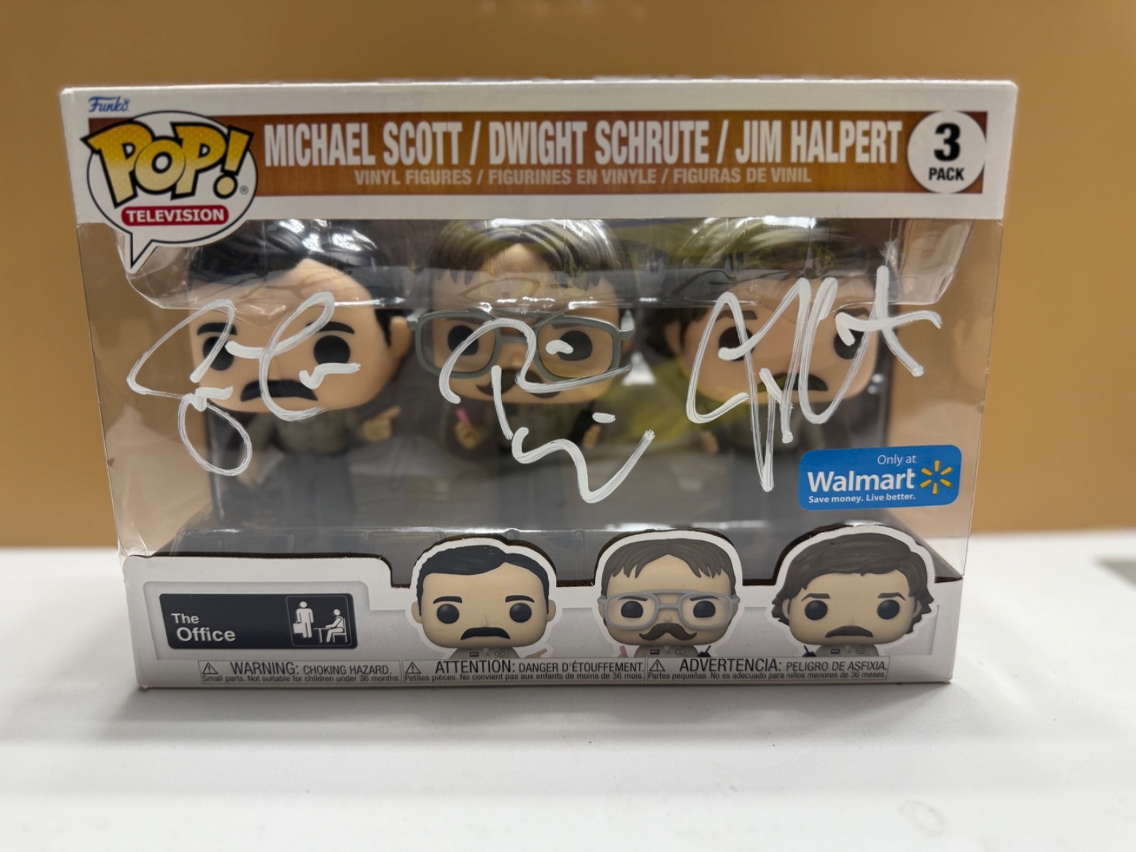 SIGNED Funko Pop! THE OFFICE – Michael, Dwight, & Jim #3PK COA AUTHENTICATED