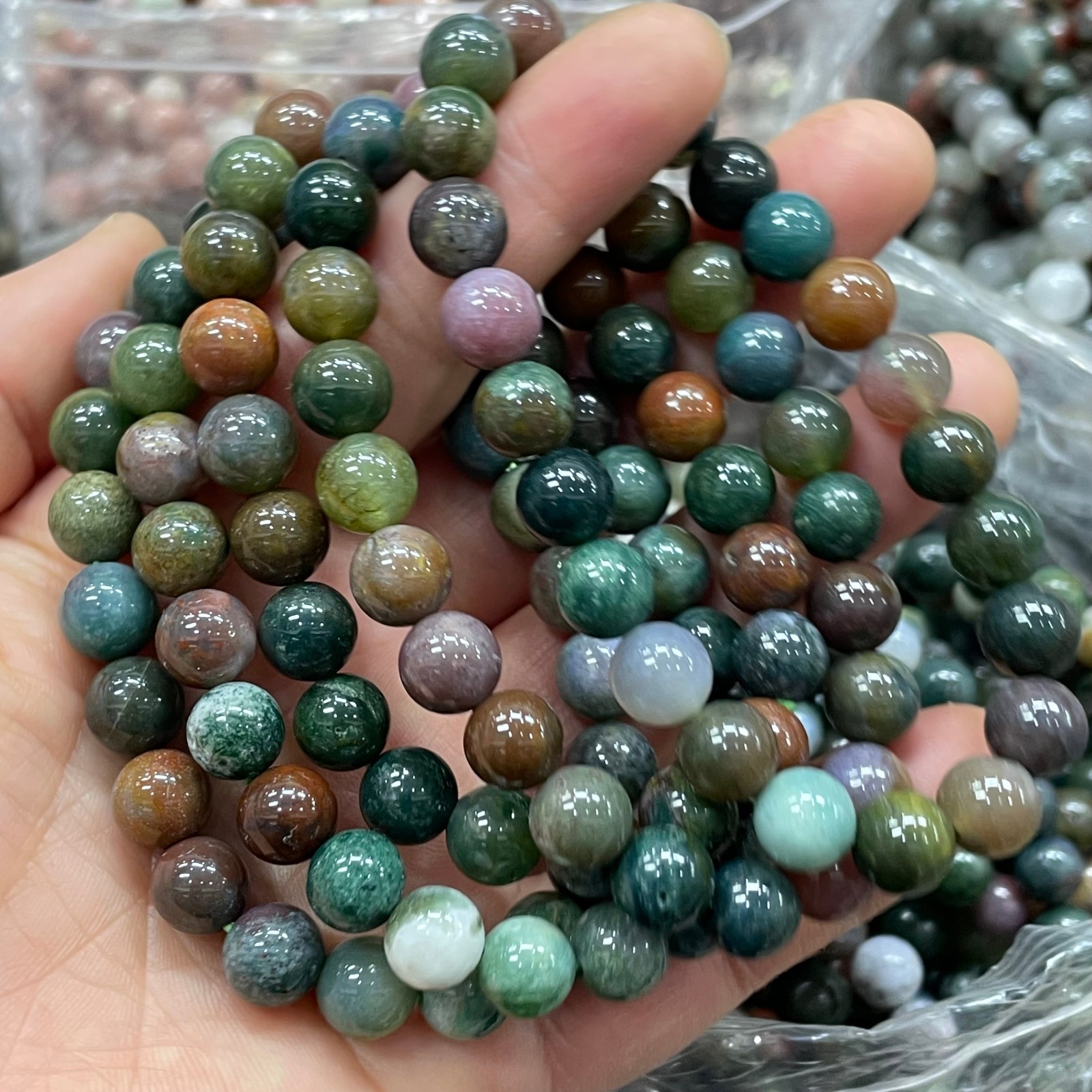 10pc 8mm Natural Oceanjasper Bead Bracelet Reiki Crystal Quartz Healing Decorate