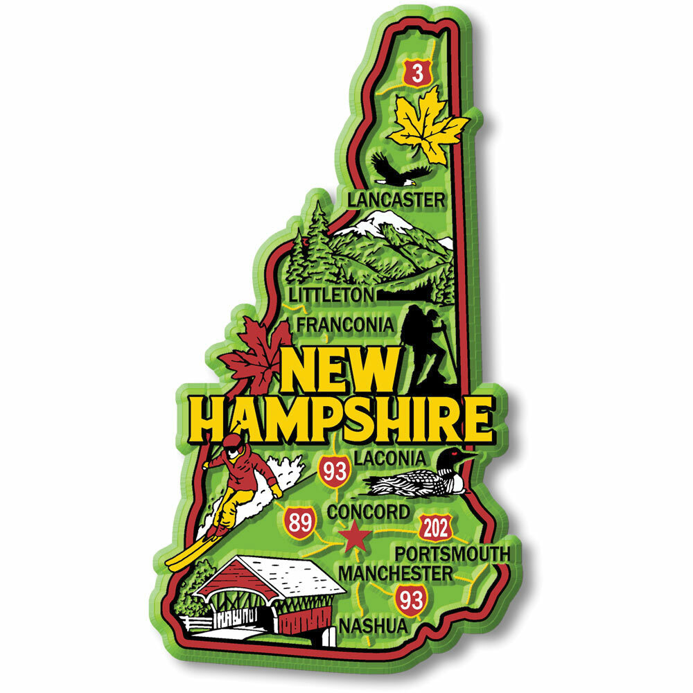 New Hampshire Colorful State Magnet by Classic Magnets, 2.4″ x 4.3″
