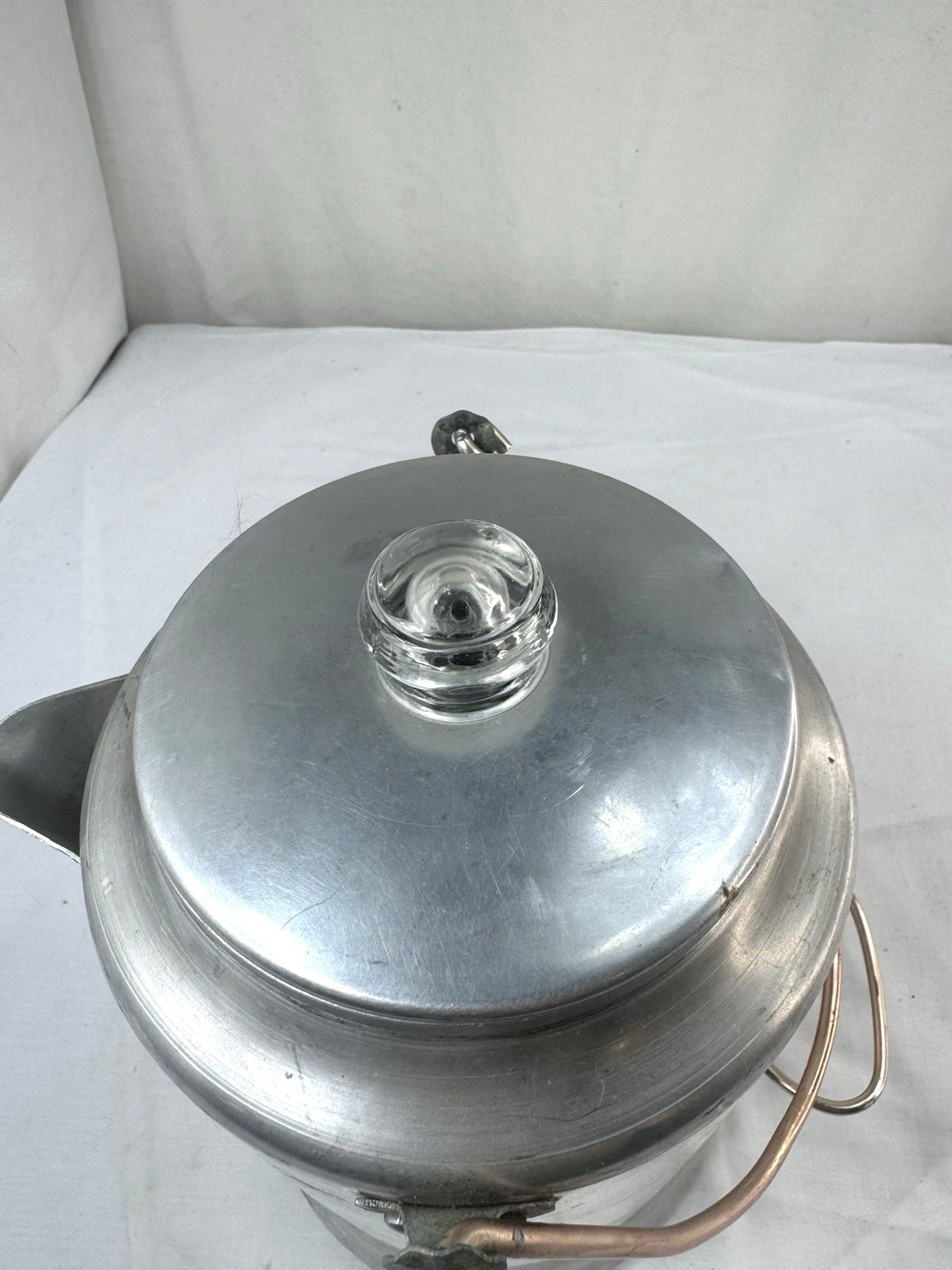 Vtg Comet 20 Cup Coffee Pot Percolator Bail Handle Stove Top Aluminum Campfire