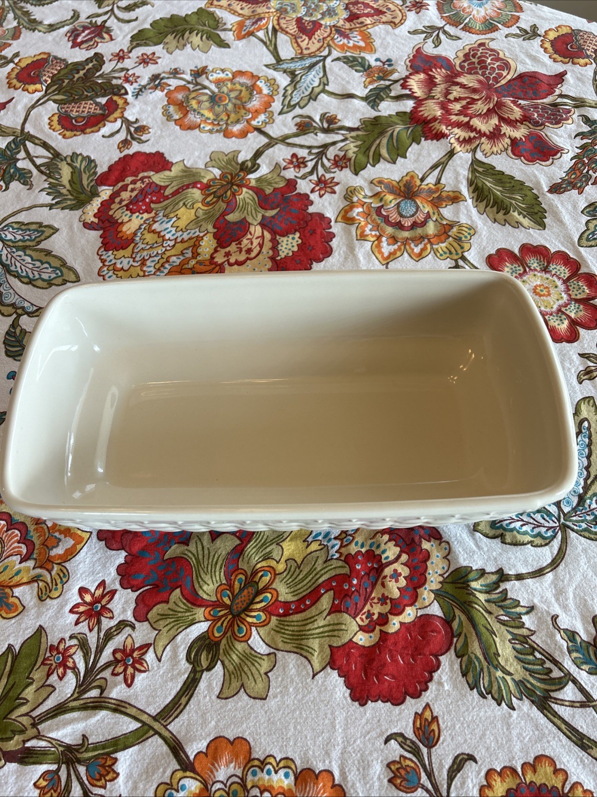 Rare Longaberger Woven Traditions Dish Rectangular Baker 12.5″ x 6.5″ Ivory