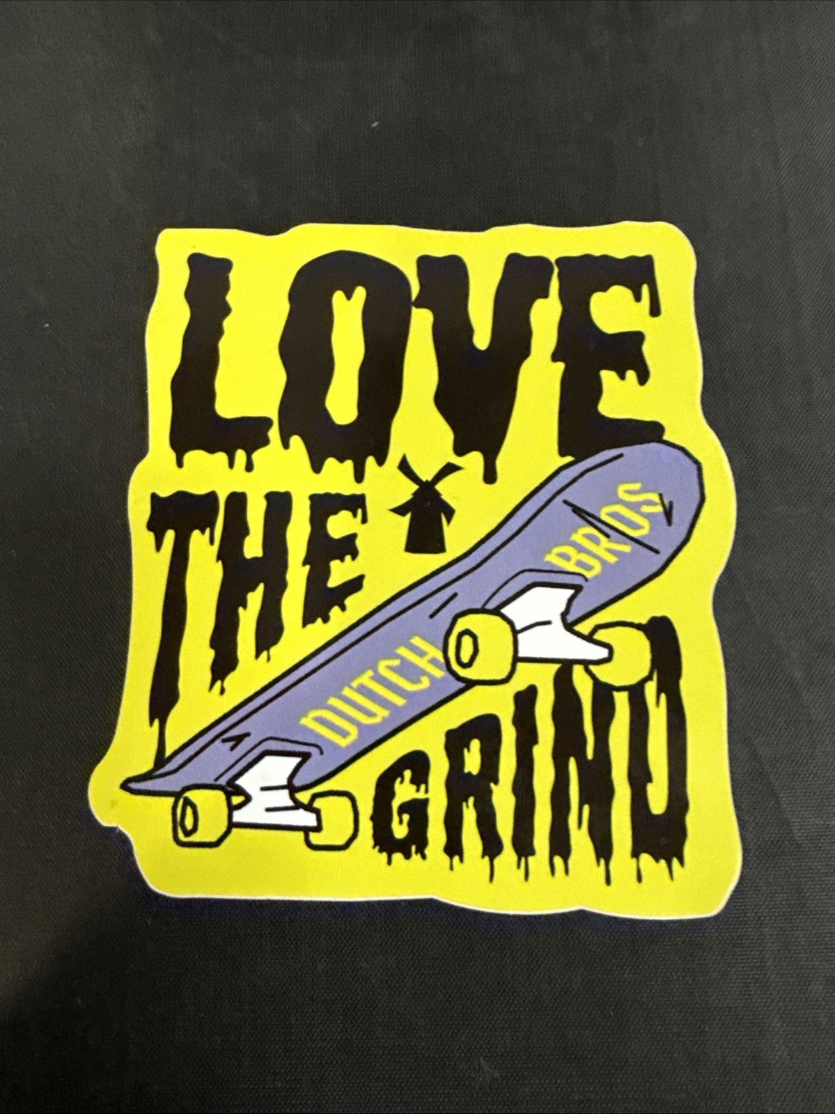 *NEW* Dutch Bros Sticker SEPTEMBER 2023 Love The Grind Skateboard Yellow & Black