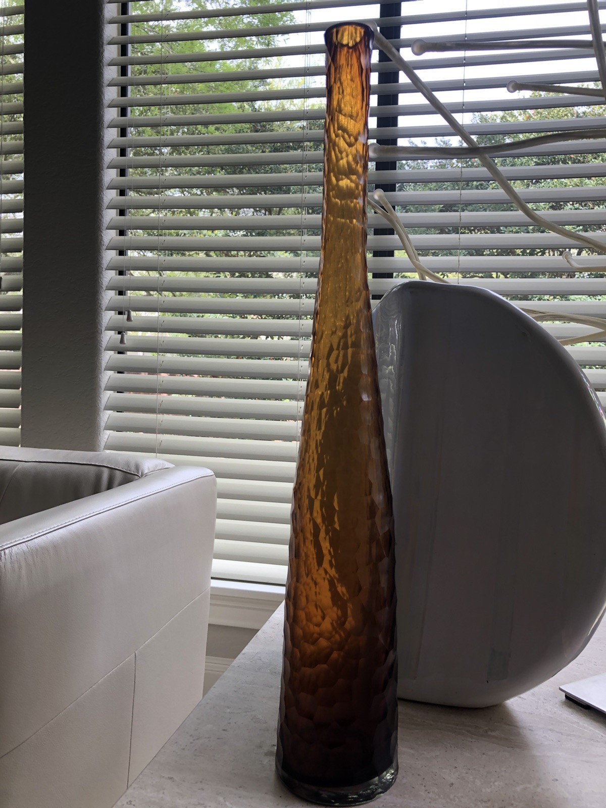 Large Beautiful Decorative Vase •Brown • 21.5 Inches tall • 3.5″ Wide Base