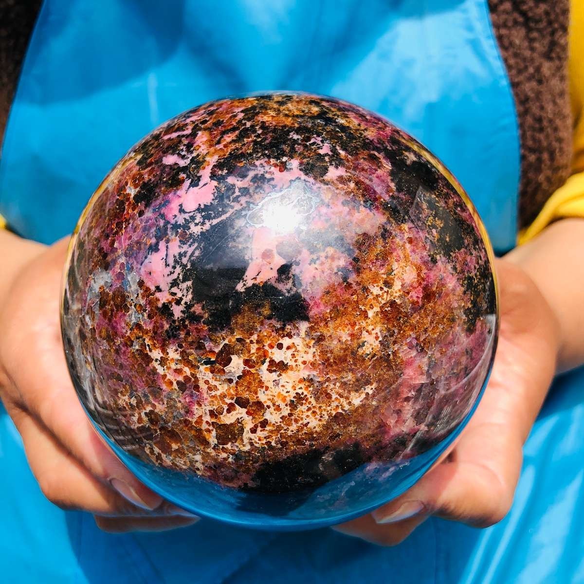 5.98LB Natural Rose grey stone quartz ball crystal healing sphere gemstone