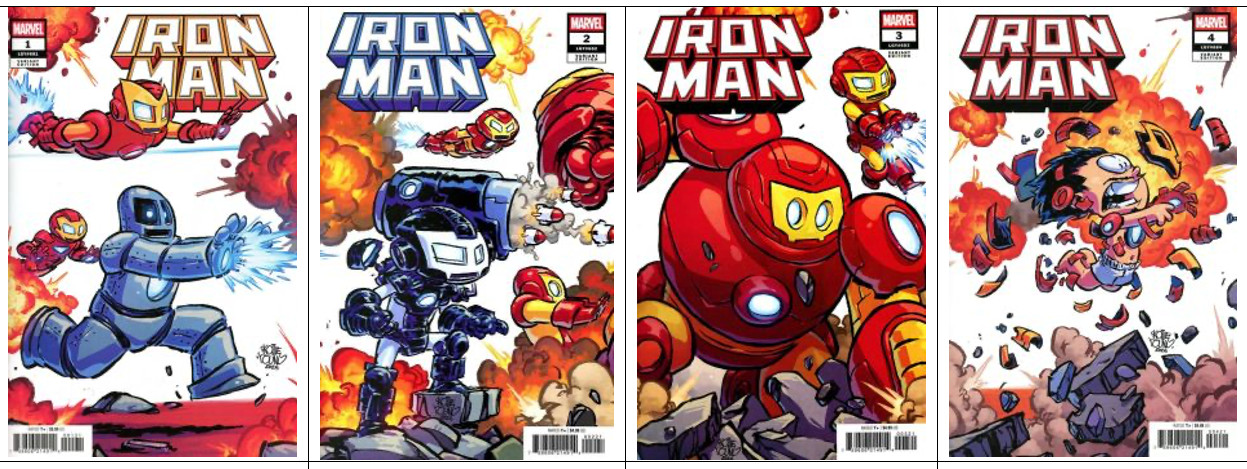 Iron Man #1 2 3 4 Skottie Young CONNECTING Cover COMPLETE SET Lot 2026