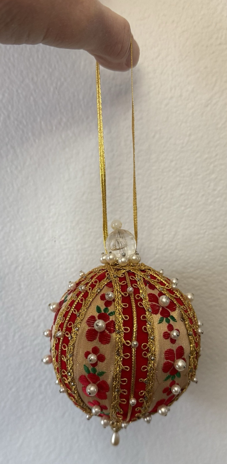 Vintage and Handmade Push Pin Beaded Christmas Ornaments Rick Rack