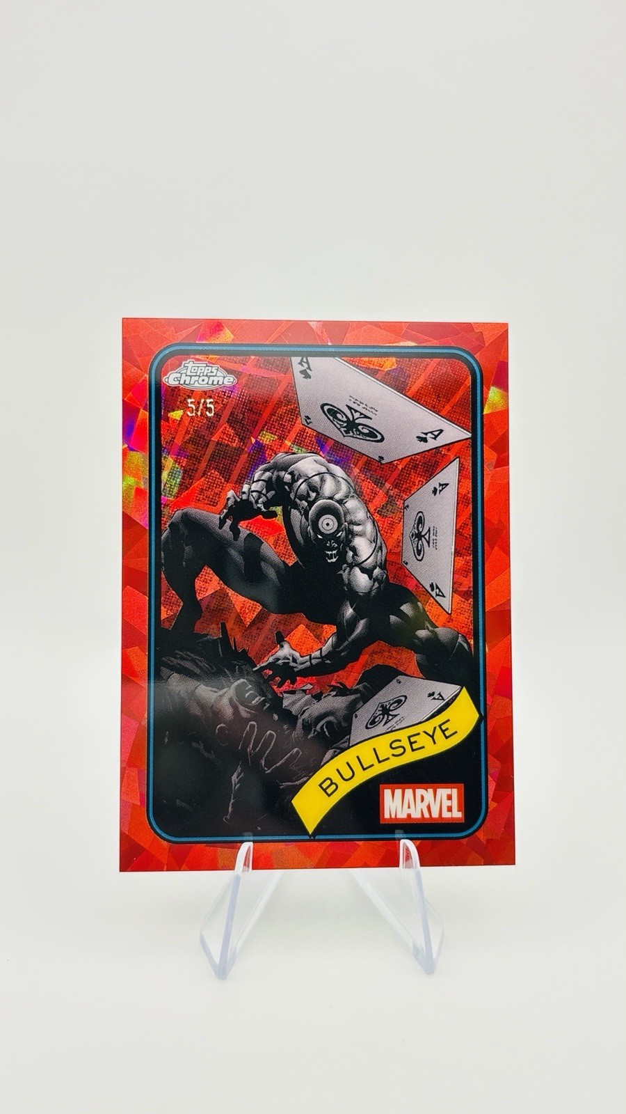 Bullseye 2025 Marvel Topps Chrome Sapphire RED #’d 5/5 SSP LAST ON PRINT
