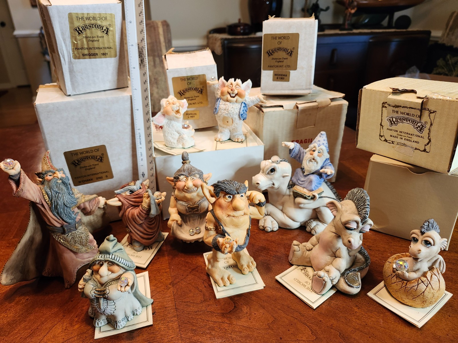 Krystonia Figurines – 10 Piece Collection most with boxes & signed/numbered card