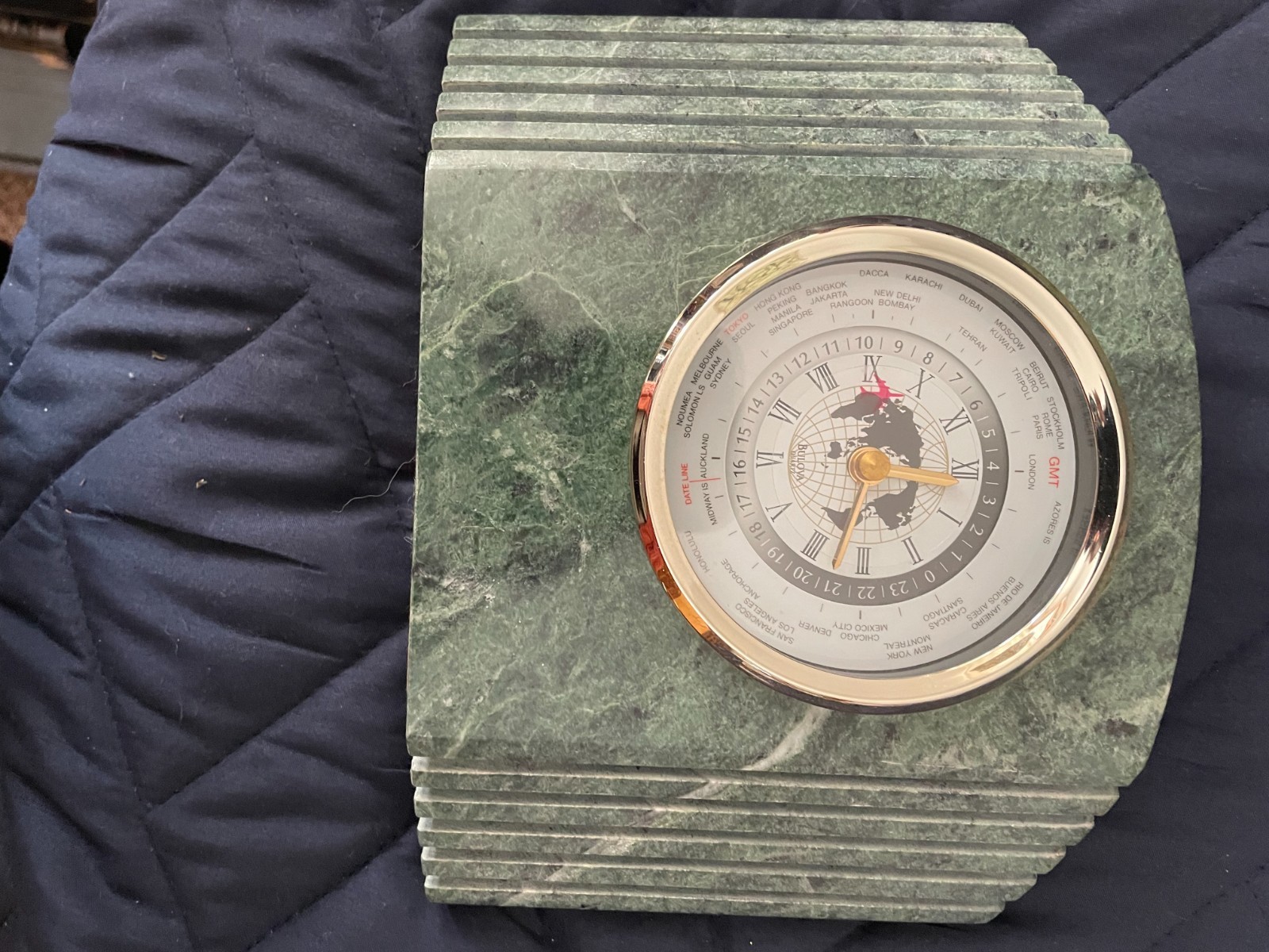 Bulova Quartz Marble Pilot World Clock Japan Mvmnt