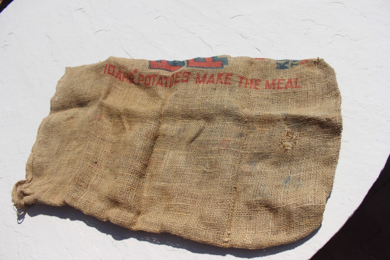 Vintage FIRST PRZE IDAHO Potato Burlap Bag 100 Gunny Sack Rare Antique