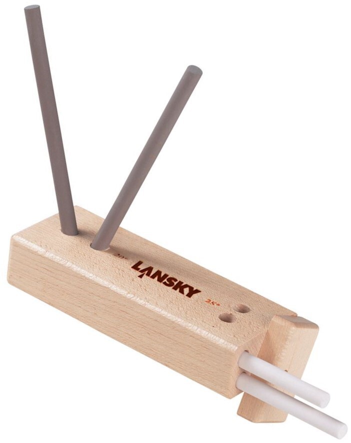 Lansky Turn-Box Knife Sharpener Wood Base Pre-Set Angles Alumina-Ceramic Rods