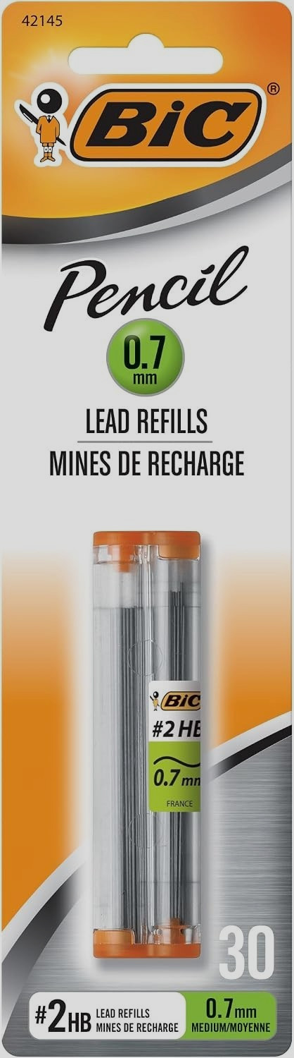 BIC Pencil Lead Refills, Medium Point (0.7mm), 30ct (L730P1),Black
